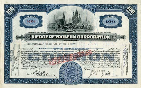 Pierce Petroleum Corporation - Stock Certificate